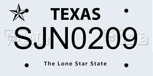 SJN0209 Texas License Plate