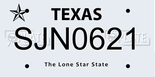SJN0621 Texas License Plate