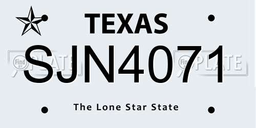 SJN4071 Texas License Plate