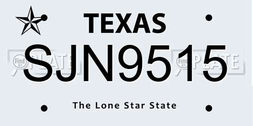 SJN9515 Texas License Plate