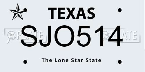 SJO514 Texas License Plate