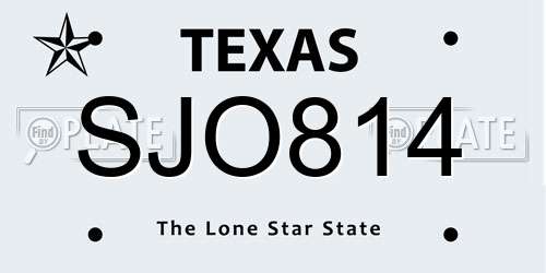 SJO814 Texas License Plate
