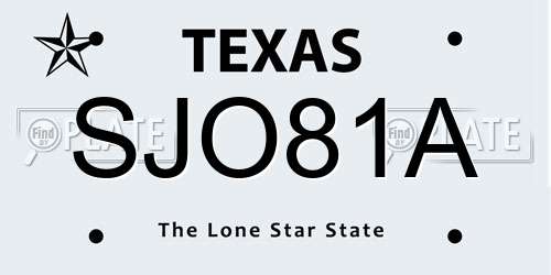 SJO81A Texas License Plate