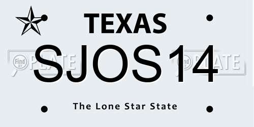 SJOS14 Texas License Plate