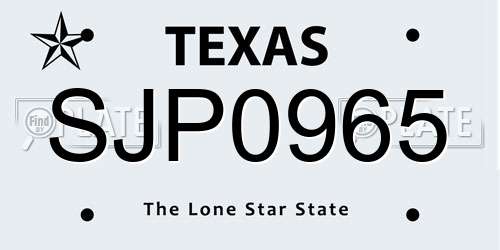 SJP0965 Texas License Plate