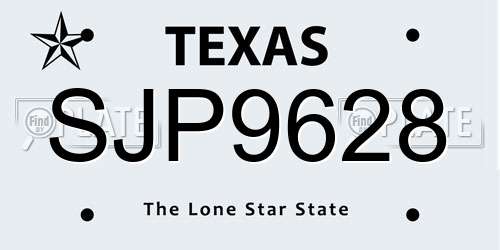 SJP9628 Texas License Plate