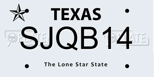 SJQB14 Texas License Plate