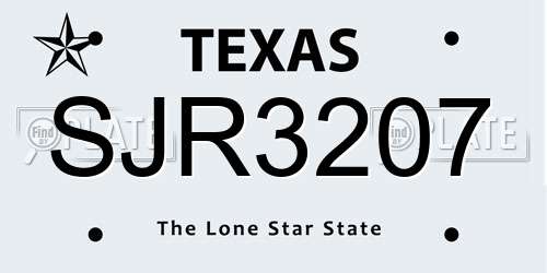 SJR3207 Texas License Plate