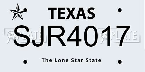 SJR4017 Texas License Plate