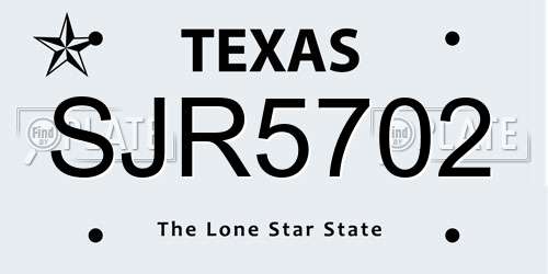 SJR5702 Texas License Plate