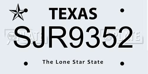 SJR9352 Texas License Plate