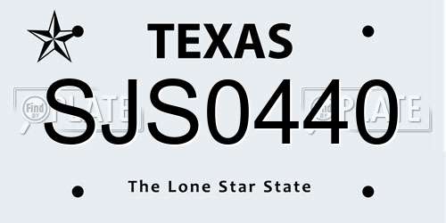 SJS0440 Texas License Plate