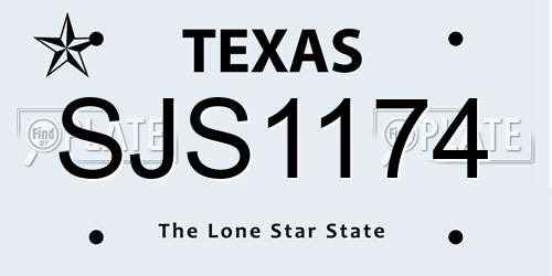 SJS1174 Texas License Plate