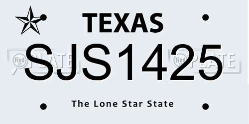 SJS1425 Texas License Plate