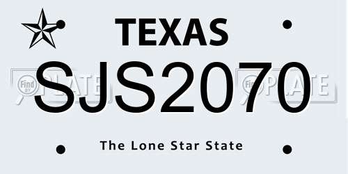 SJS2070 Texas License Plate