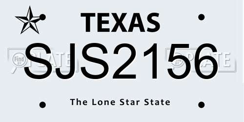 SJS2156 Texas License Plate