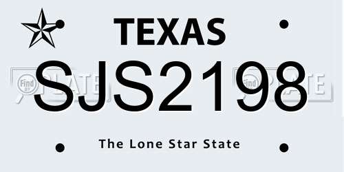 SJS2198 Texas License Plate