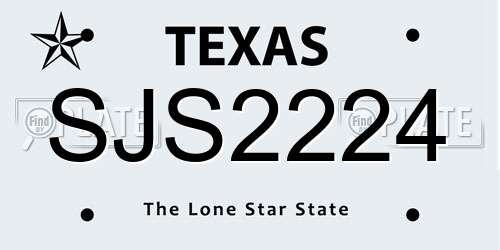 SJS2224 Texas License Plate