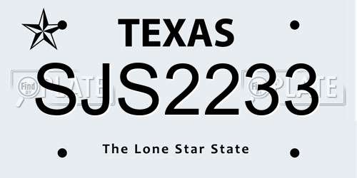 SJS2233 Texas License Plate