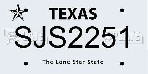 SJS2251 Texas License Plate