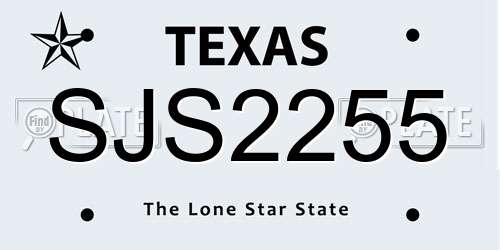 SJS2255 Texas License Plate