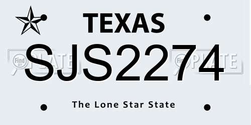 SJS2274 Texas License Plate