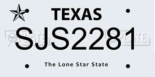 SJS2281 Texas License Plate