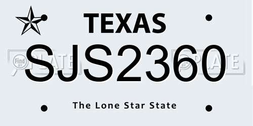 SJS2360 Texas License Plate