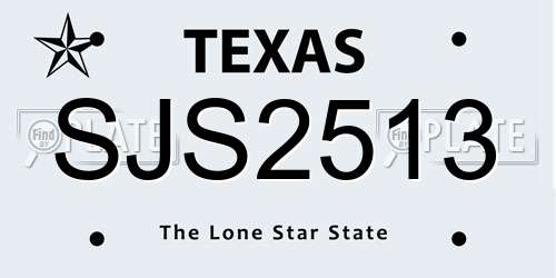 SJS2513 Texas License Plate