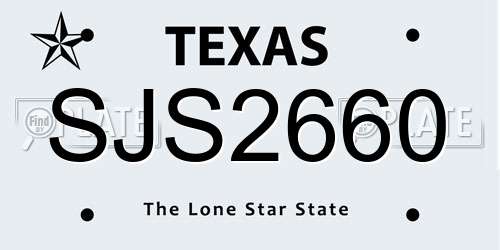 SJS2660 Texas License Plate