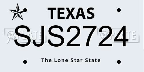 SJS2724 Texas License Plate