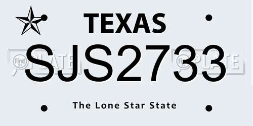SJS2733 Texas License Plate