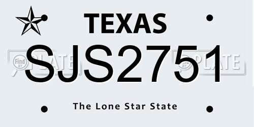 SJS2751 Texas License Plate