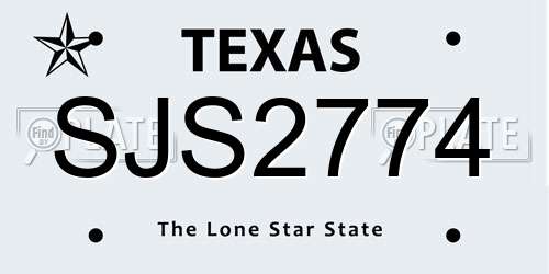 SJS2774 Texas License Plate