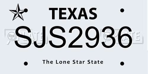 SJS2936 Texas License Plate