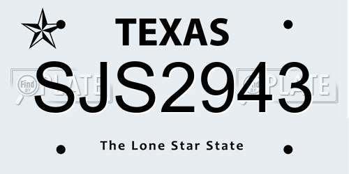 SJS2943 Texas License Plate