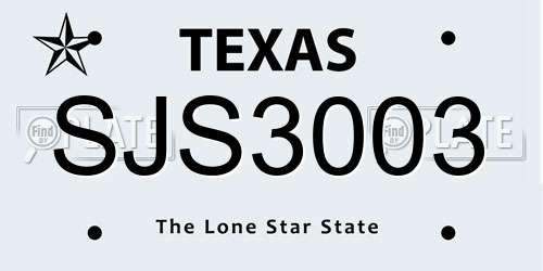 SJS3003 Texas License Plate
