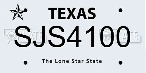 SJS4100 Texas License Plate