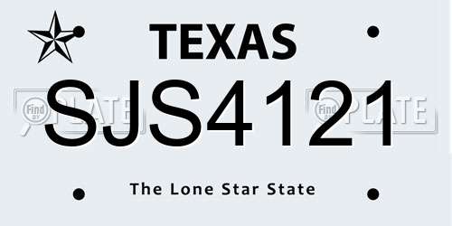 SJS4121 Texas License Plate