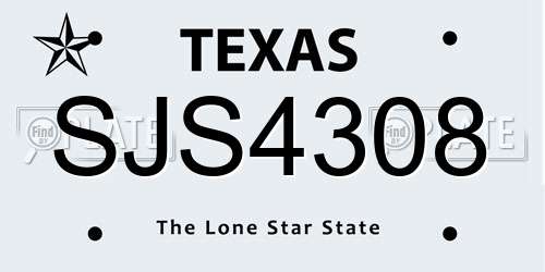 SJS4308 Texas License Plate
