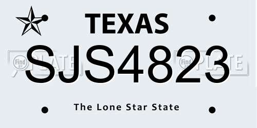 SJS4823 Texas License Plate