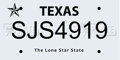 SJS4919 Texas License Plate