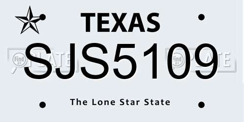 SJS5109 Texas License Plate