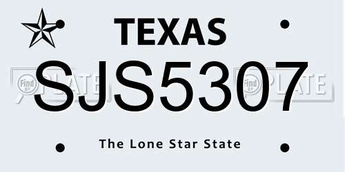 SJS5307 Texas License Plate