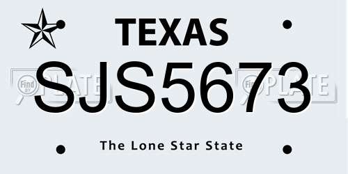 SJS5673 Texas License Plate