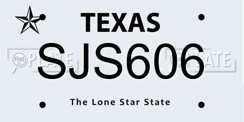 SJS606 Texas License Plate