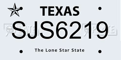 SJS6219 Texas License Plate