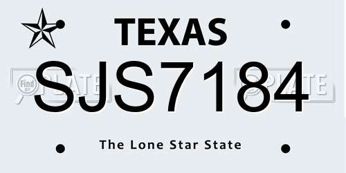 SJS7184 Texas License Plate