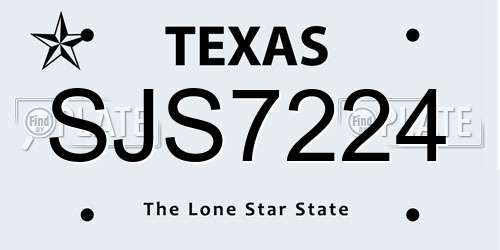 SJS7224 Texas License Plate