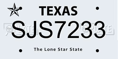 SJS7233 Texas License Plate